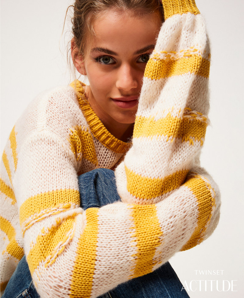 Striped top Two tone Fruit Mango/Snow White Woman 252AP3181_12706_PA