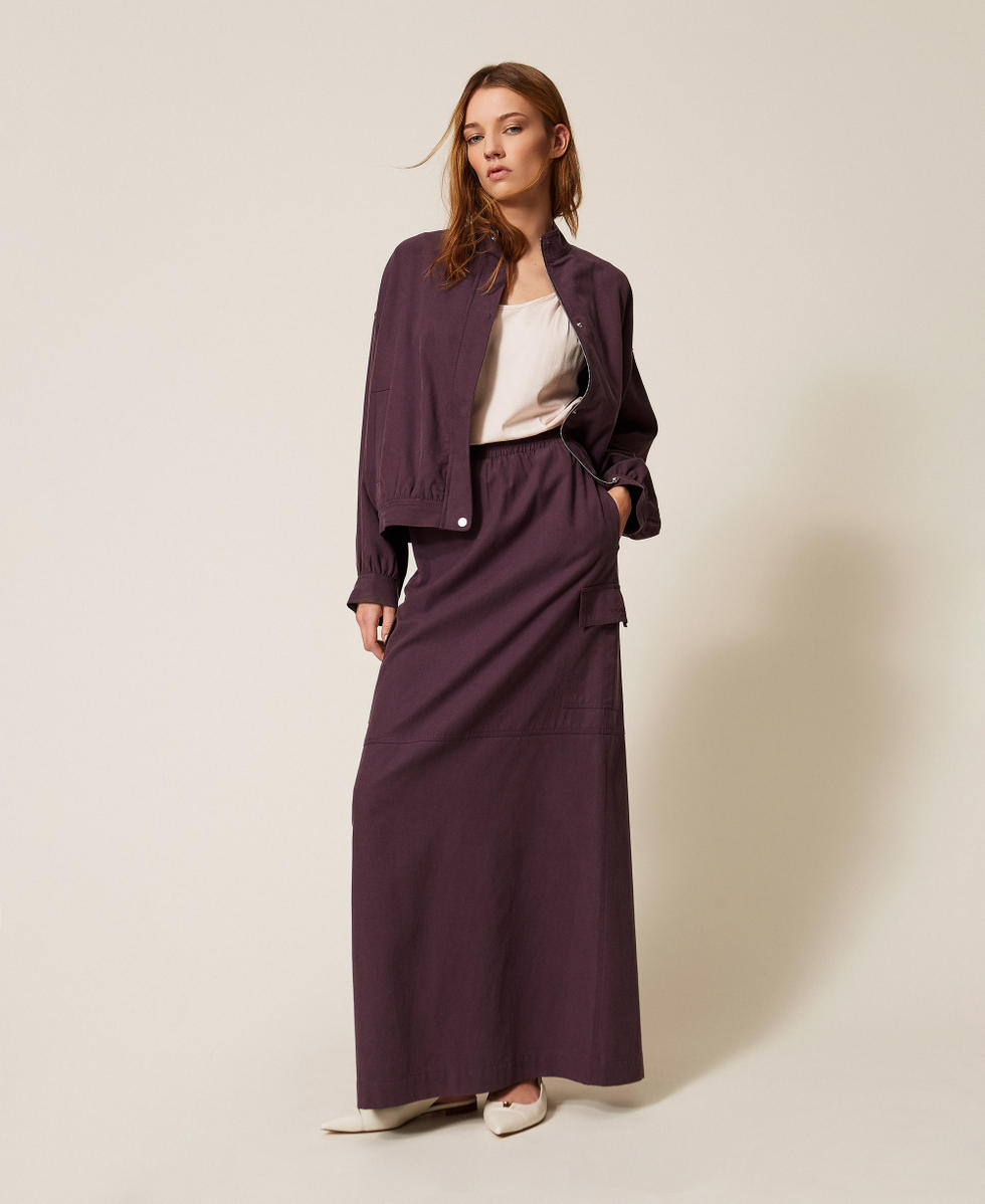 Jupe longue en lyocell et coton Violet &laquo;&nbsp;Plum Perfect&nbsp;&raquo; Femme 261TE2072_13209_01