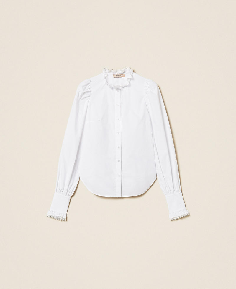 Camicia in popeline con pizzo Bianco Donna 261TP2261_00001_S0