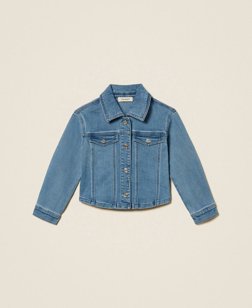Blouson pour fille en jean Bleu Jean Moyen Fille 261GB2030_03451_S0