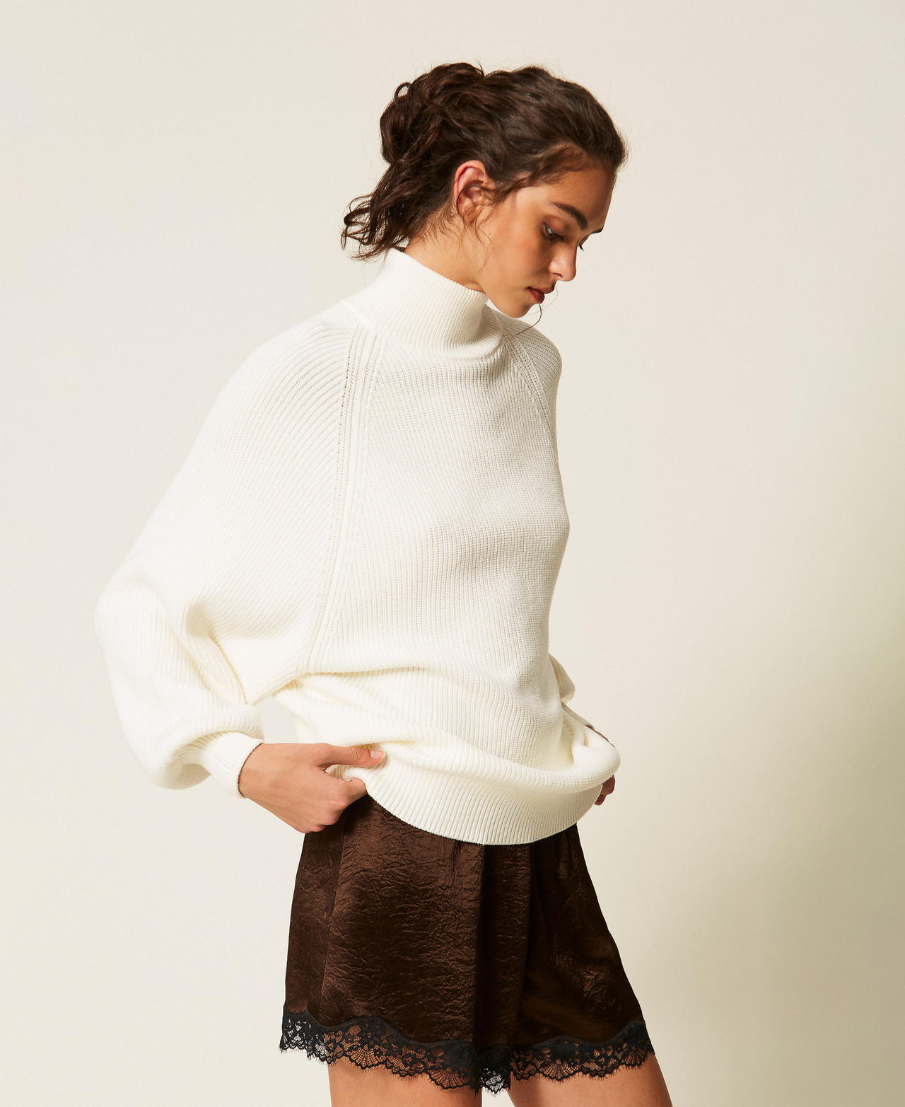 Oversized jumper with roller neck White Snow Woman 262AP3043_00282_02
