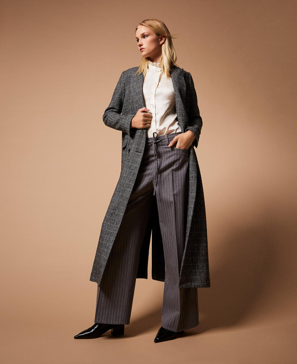 Wool blend pinstripe trousers