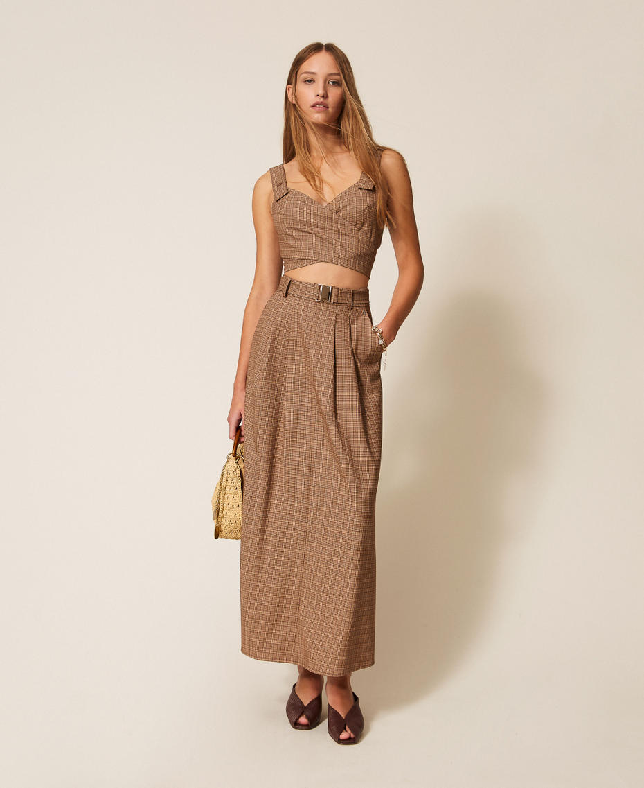 Glen plaid top Chocolate Lab Prince Of Wales Woman 261AP2282_13310_T0