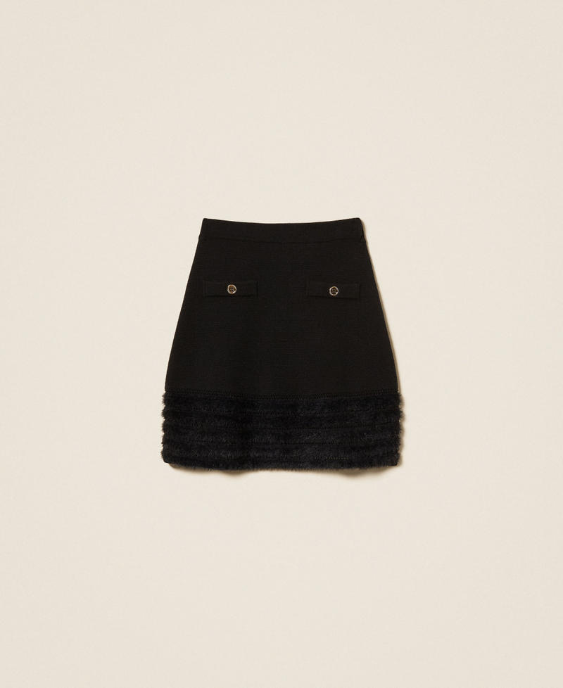Knit skirt with gold-tone buttons Black Woman 262AP3033_00006_S0