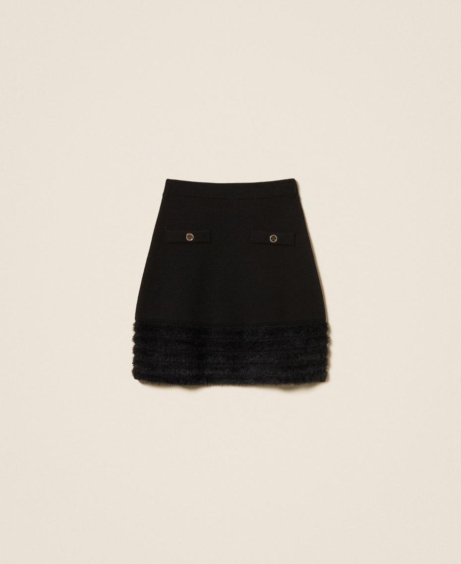 Knit skirt with gold-tone buttons Black Woman 262AP3033_00006_S0