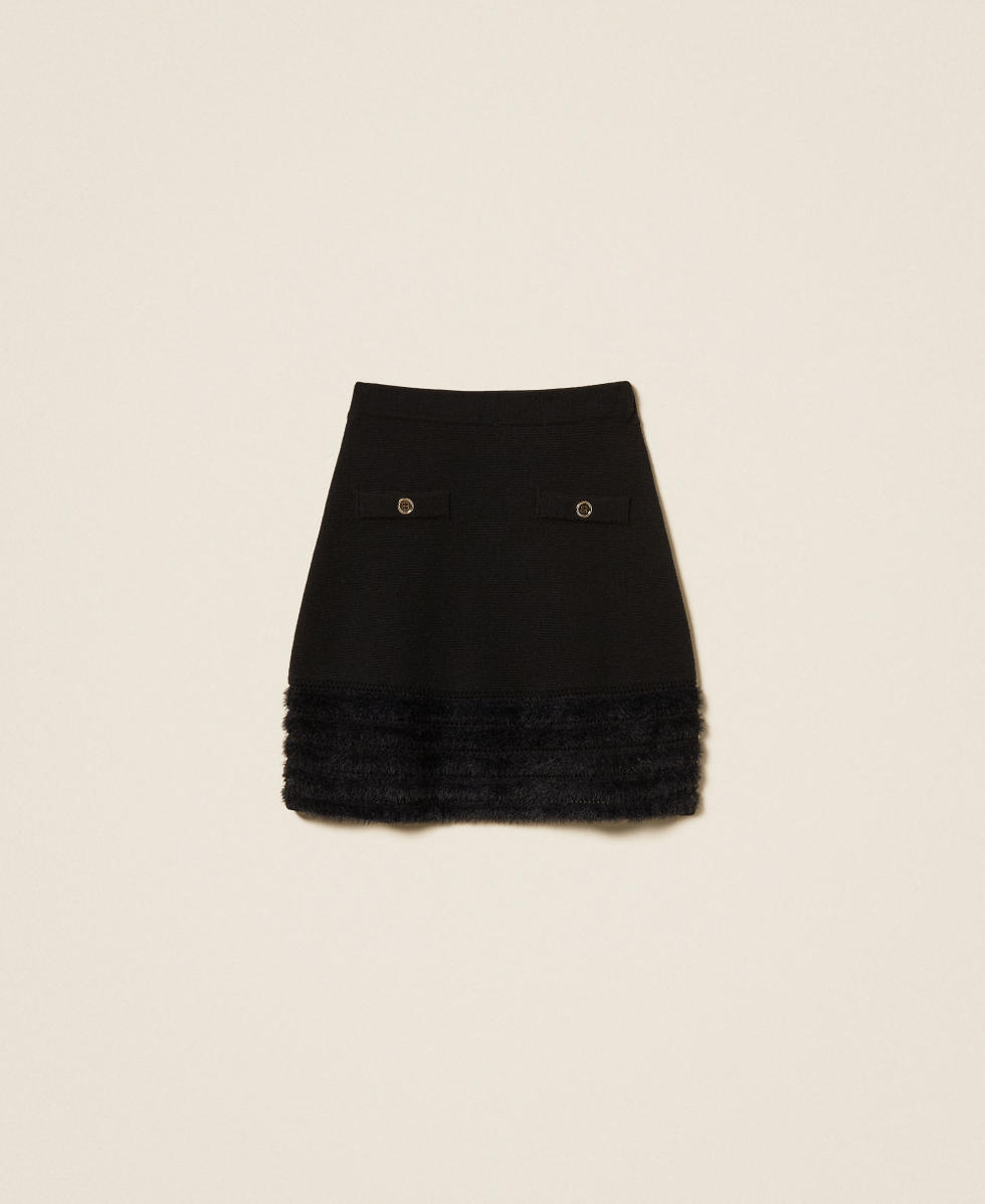Knit skirt with gold-tone buttons Black Woman 262AP3033_00006_S0