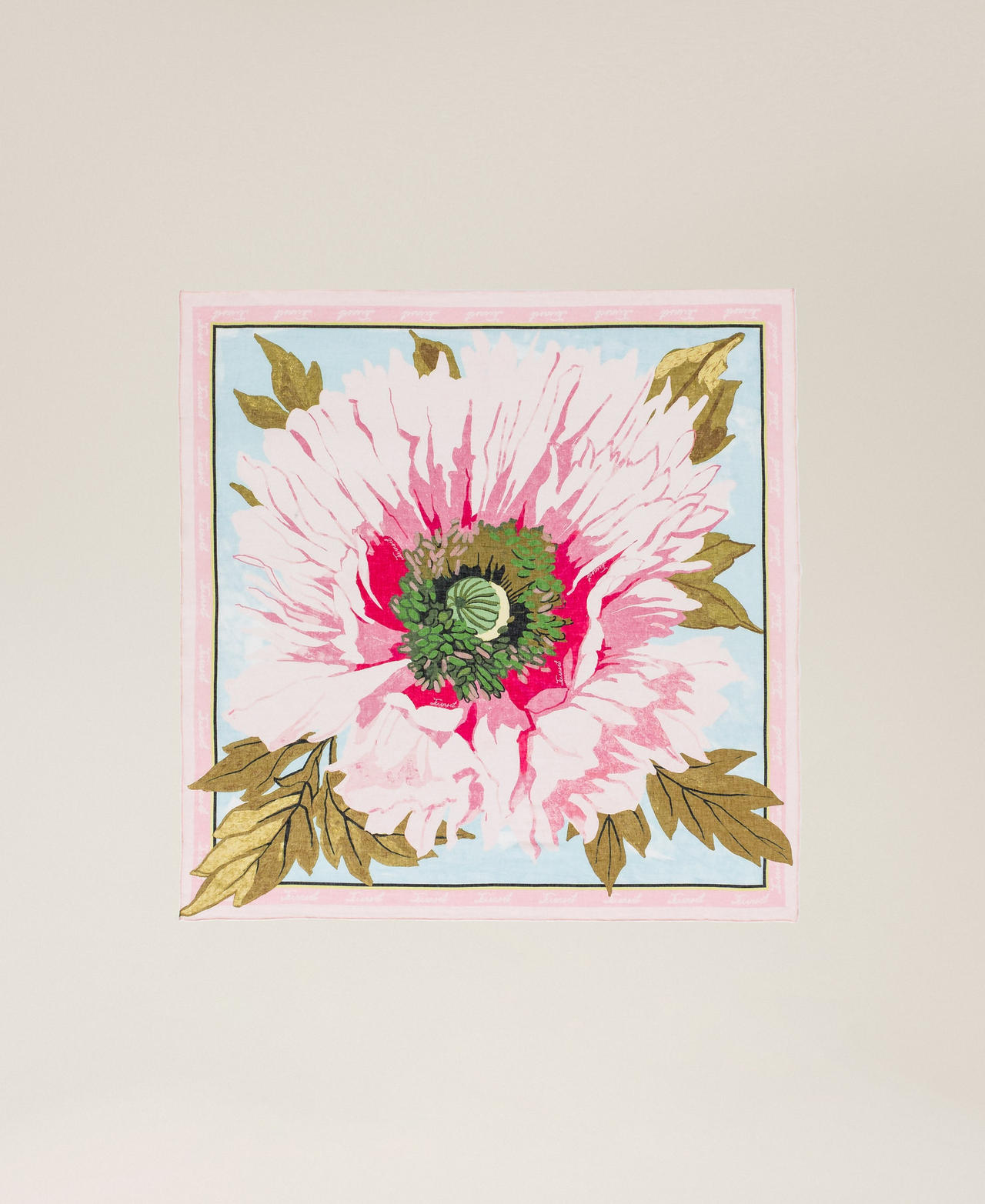 Kefiah aus Leinenmischung mit Blumen Print Flower &bdquo;Dusty Sky&ldquo;-Hellblau/Pearl Rose Frau 261TO5070_13489_05