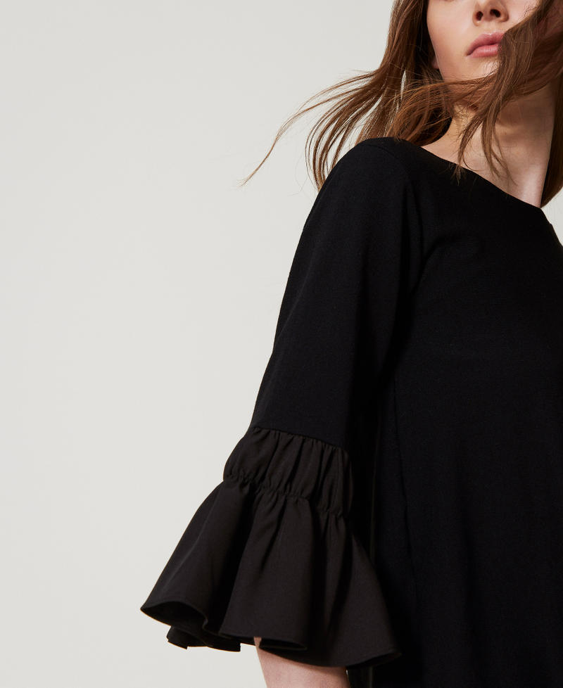 Cotton blend jumper with flounces Black Woman 251LL3UAA_00006_04