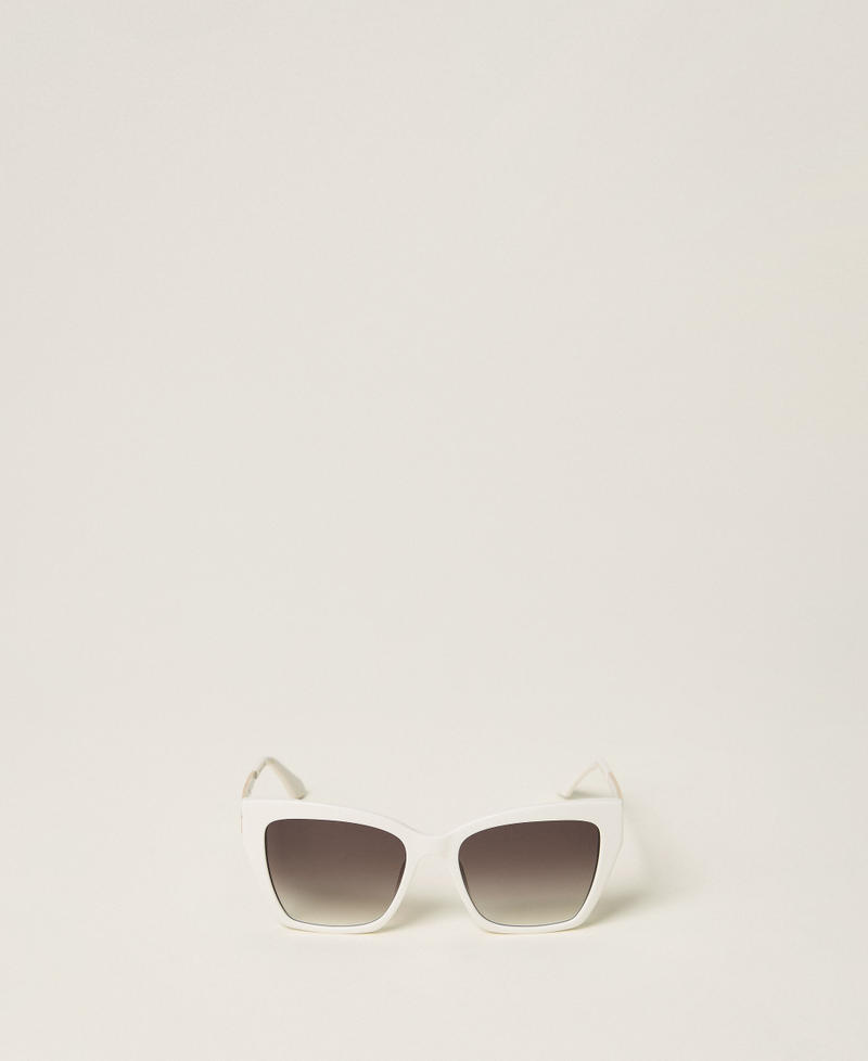 Butterfly-shaped acetate sunglasses Solid White Snow Woman 999TZ5095_14157_01