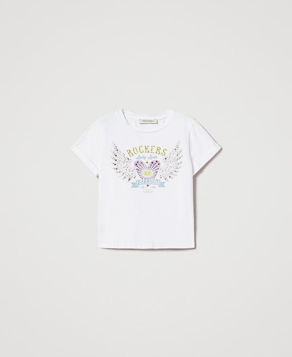 T-shirt avec imprimé et strass