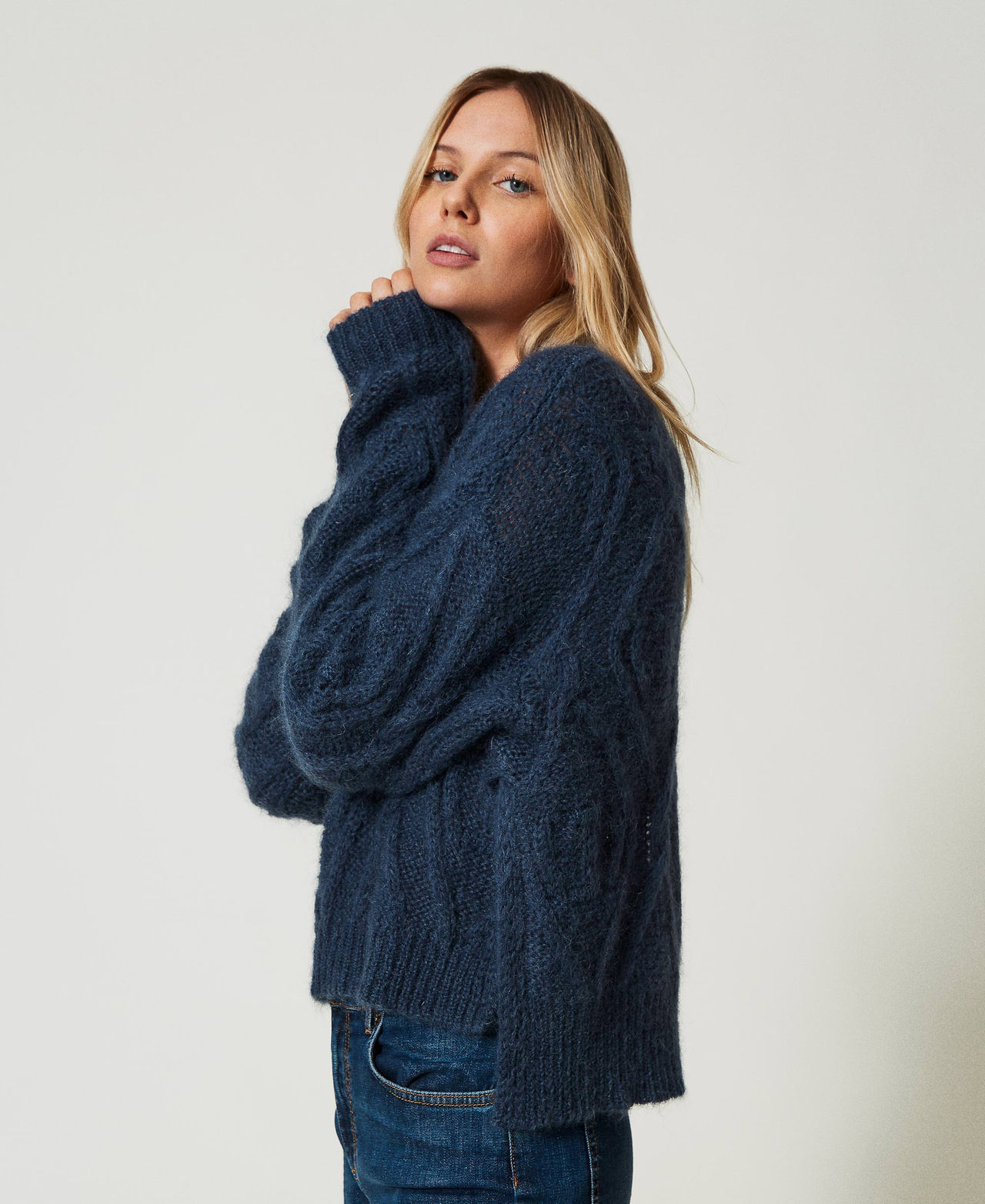 Mohair blend jumper Woman, Blue | TWINSET Milano