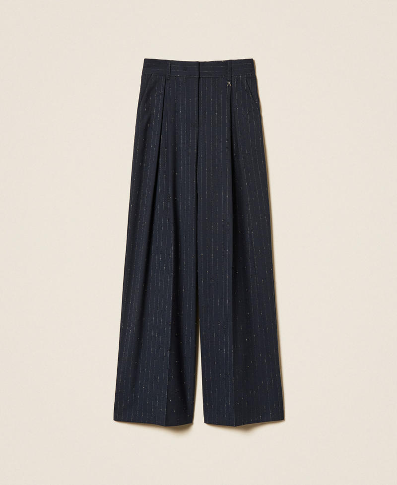Pantalon palazzo ray&eacute; Bleu Blue Paint Pinstripe Femme 262AP2361_13687_S0
