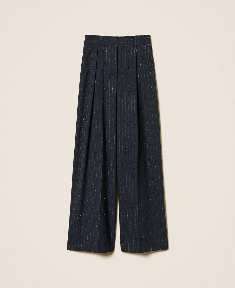 Pantalon palazzo ray&eacute; Bleu Blue Paint Pinstripe Femme 262AP2361_13687_S0