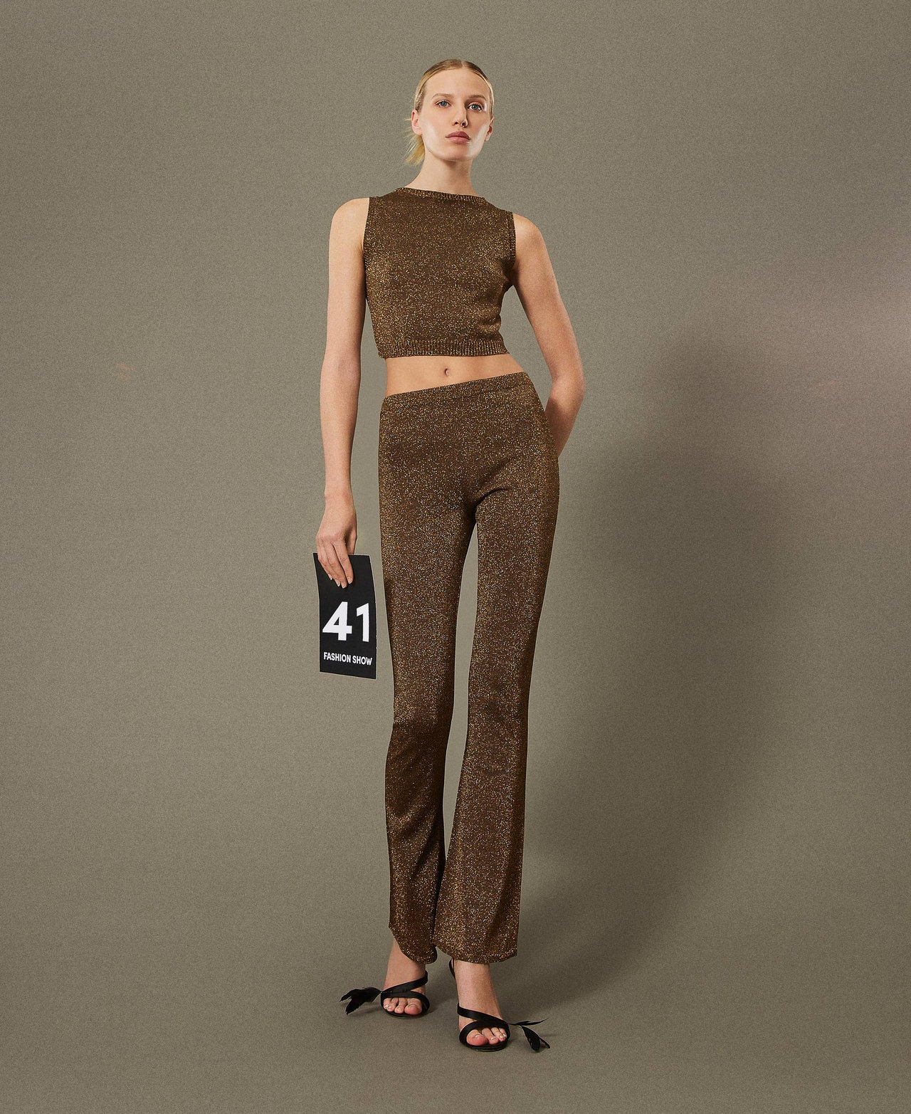 Knit top with lurex Woman, Gold | TWINSET Milano Knit top with lurex Woman, Gold | TWINSET Milano