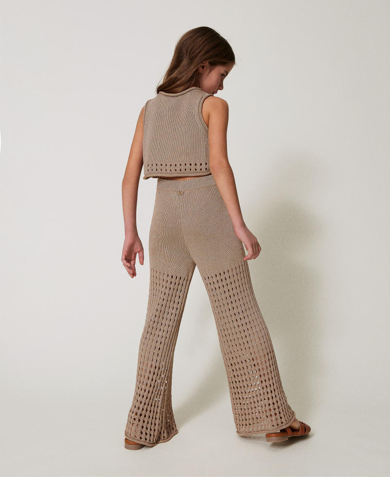 Flared knit trousers Beige Hemp Girl 251GJ3432_00310_03