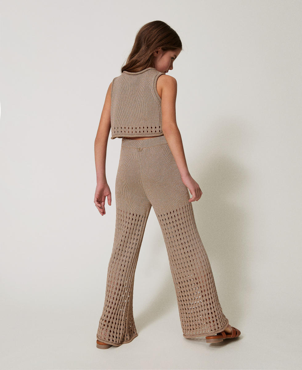 Flared knit trousers Beige Hemp Girl 251GJ3432_00310_03