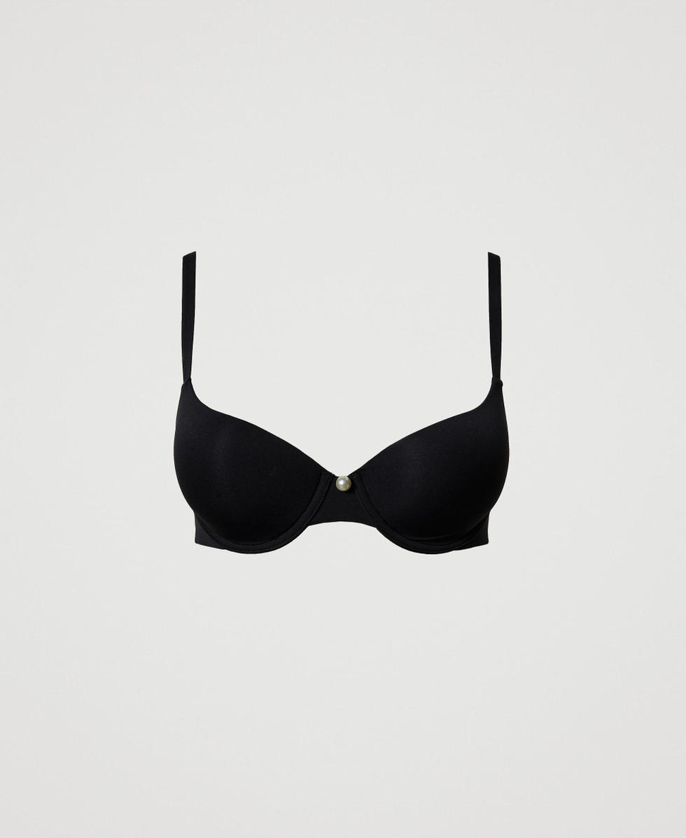 Push-up-BH aus Charmeuse Schwarz Frau 242LL6G45_00006_S0