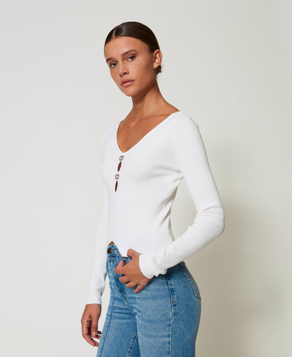 Maglia doppio uso con Oval T Bianco Neve Donna 242TT3031_00282_02