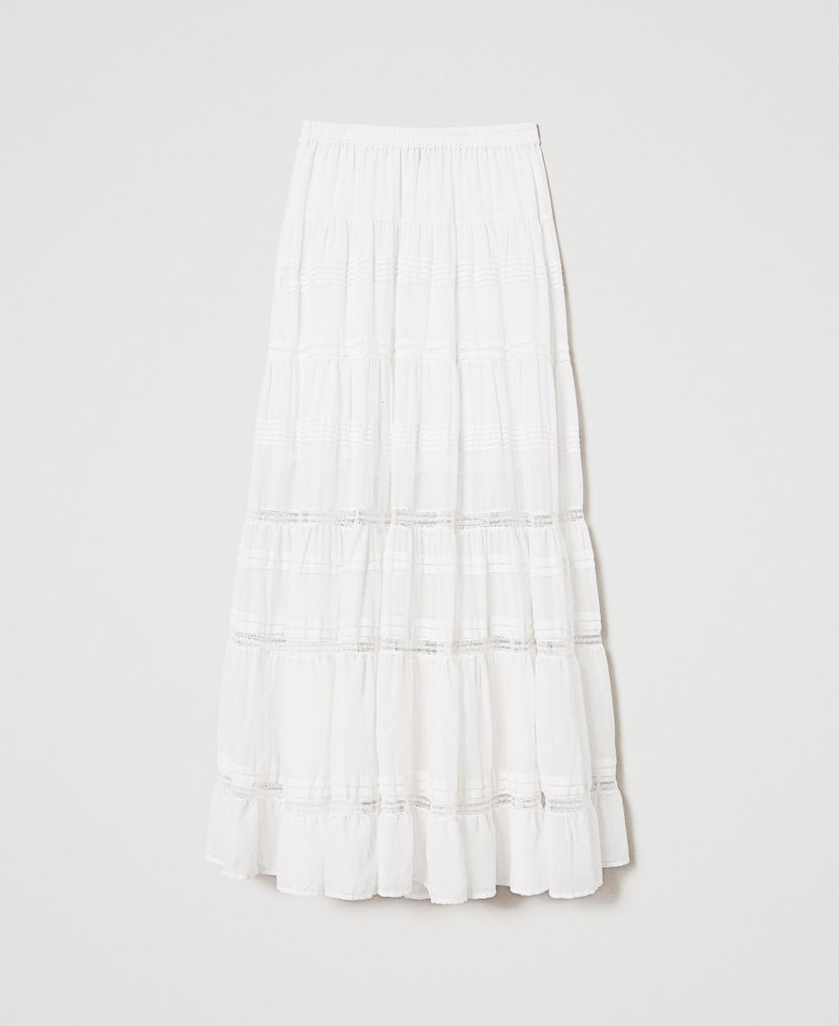 Gonna lunga in mussola a balze Bianco Sugar Donna 251LM2WEE_00632_S0