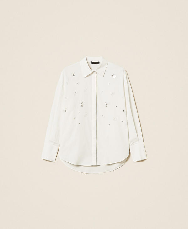 Poplin shirt with embroidery