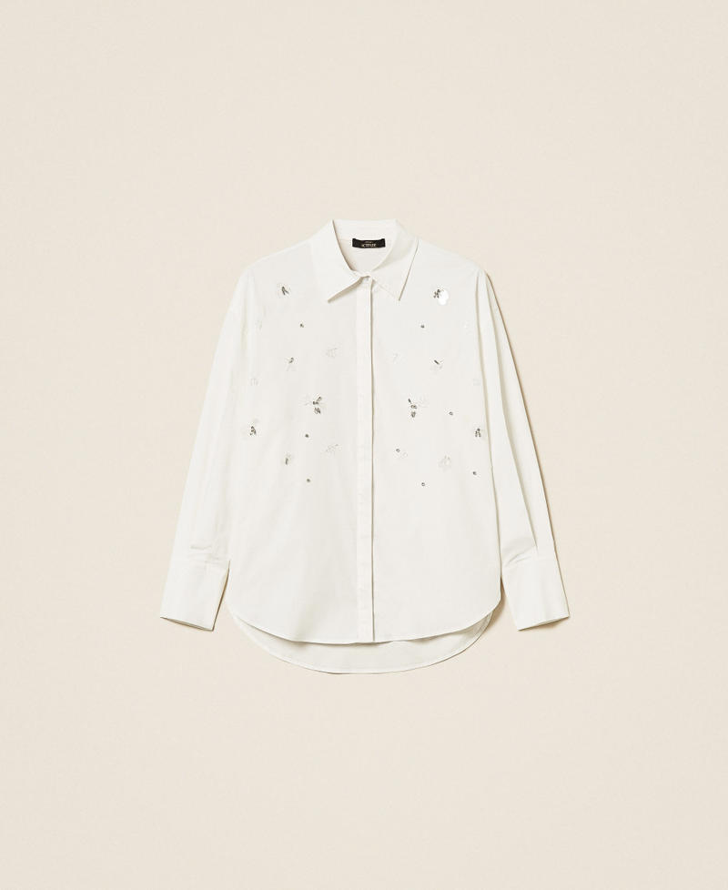 Camicia in popeline con ricamo Off White Donna 262AP2322_00526_S0