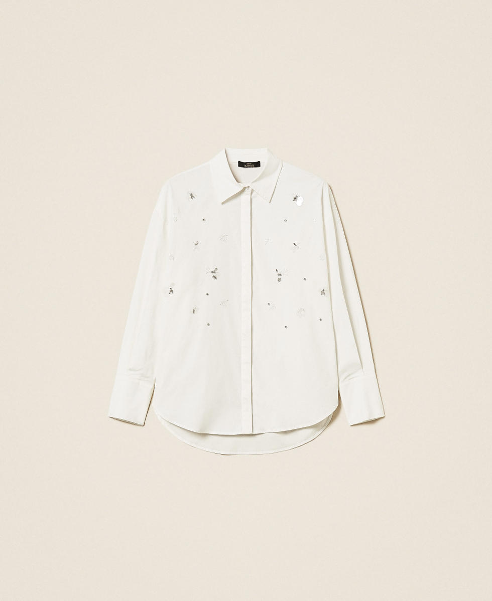 Poplin shirt with embroidery Off White Woman 262AP2322_00526_S0