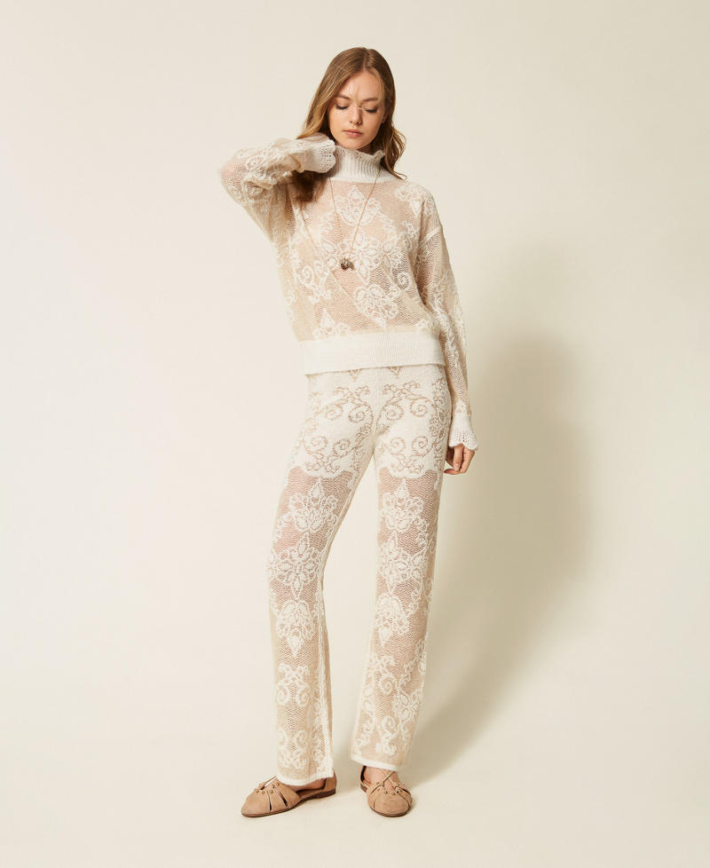 Jacquard alpaca blend turtleneck jumper "Parchment" Beige Woman 262TP3345_07222_T0