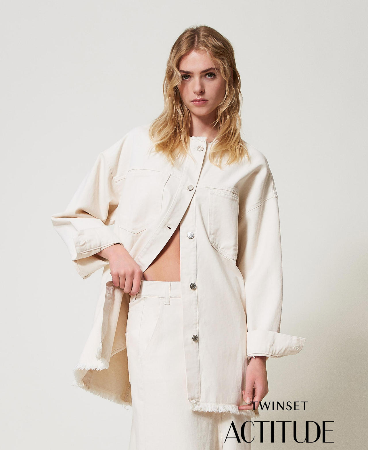 Bull jacket with organic cotton Angora Beige Woman 251AP2360_12114_PA