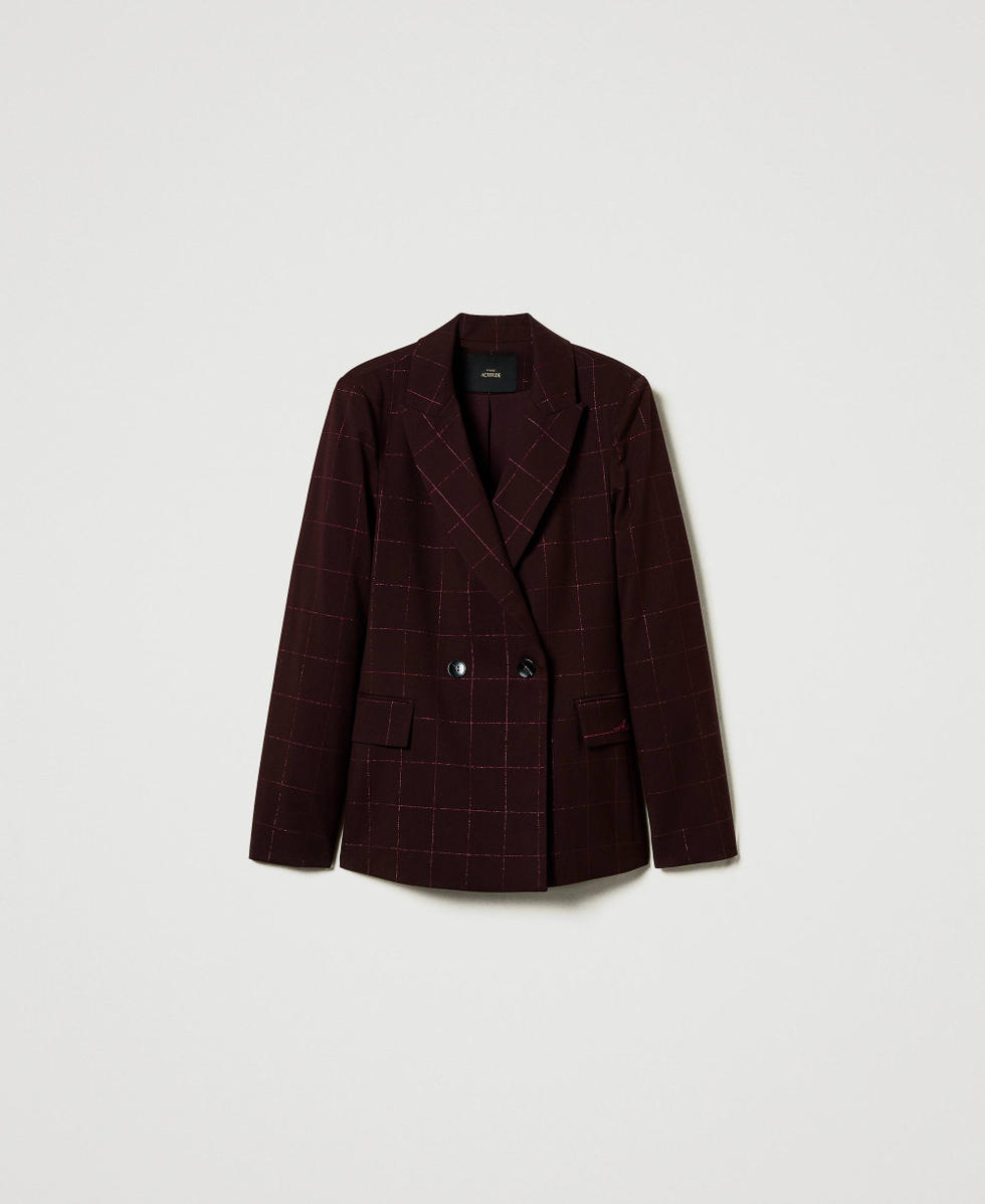Blazer with lurex check pattern Potent Purple Woman 242AT2161_11963_S0