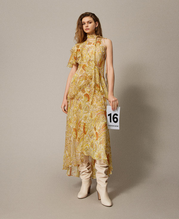 Robe longue « Salina » en crépon avec imprimé