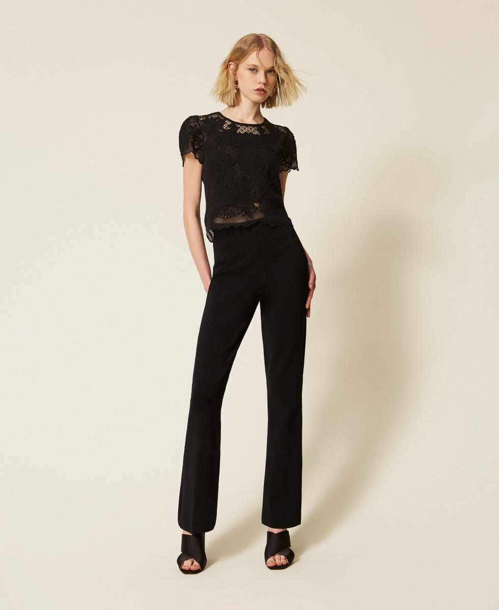 Muslin blouse with embroidery Black Woman 261TP2581_00006_T0