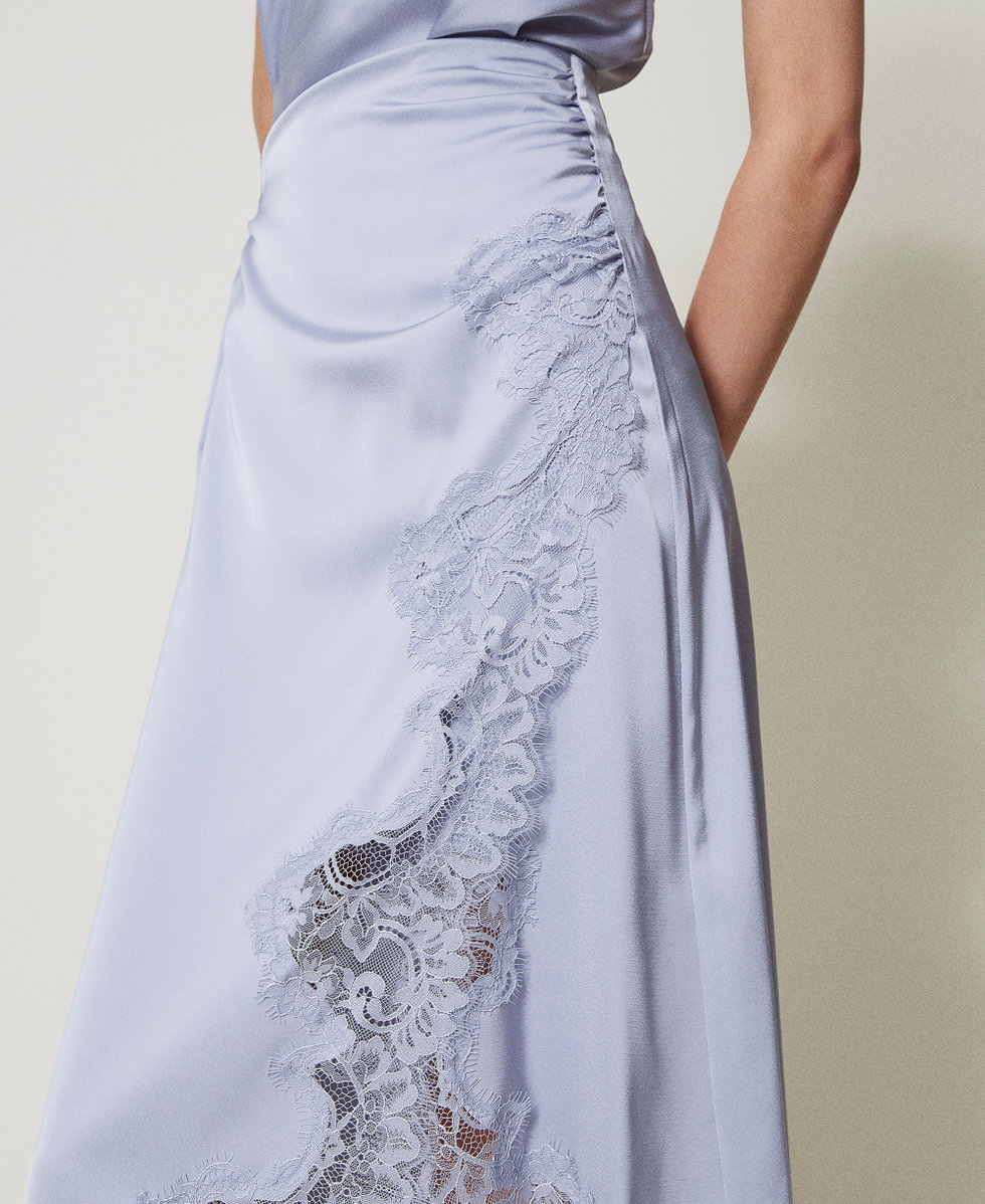Satin and lace midi skirt Lilac Flowers Woman 251TQ2011_00703_04