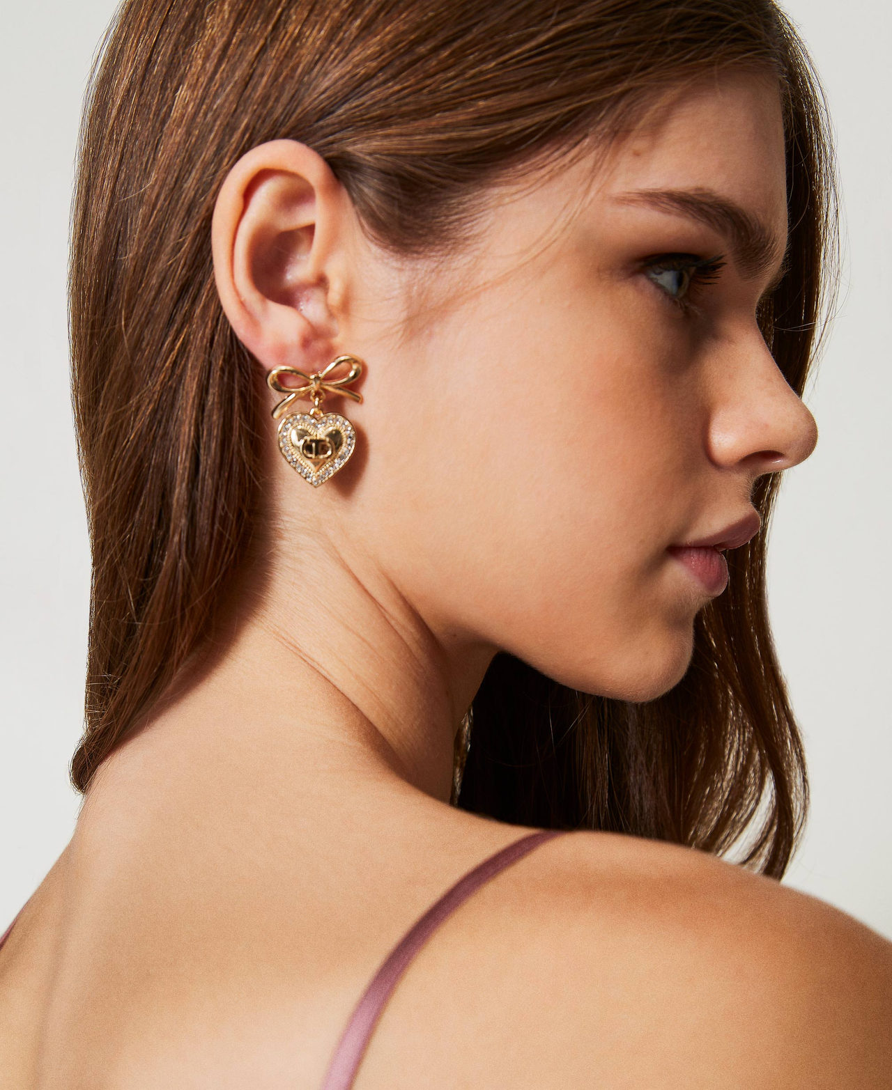 Herzohrringe mit Strass und Oval T New Gold Frau 242TO5021_10630_S0