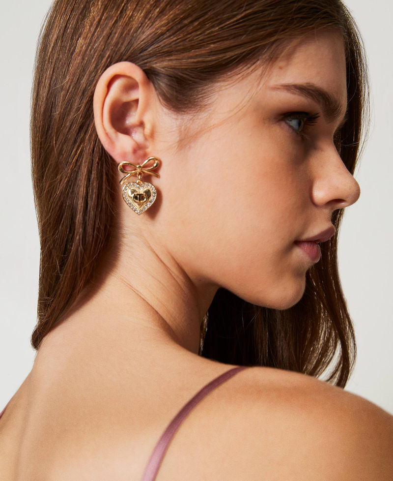 Herzohrringe mit Strass und Oval T New Gold Frau 242TO5021_10630_S0