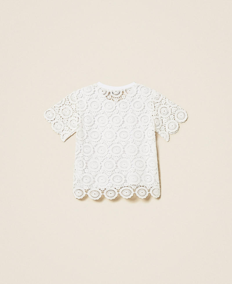 Baby-T-Shirt mit &Auml;rmeln aus Spitze Mattwei&szlig; M&auml;dchen 261GB2033_00526_S1