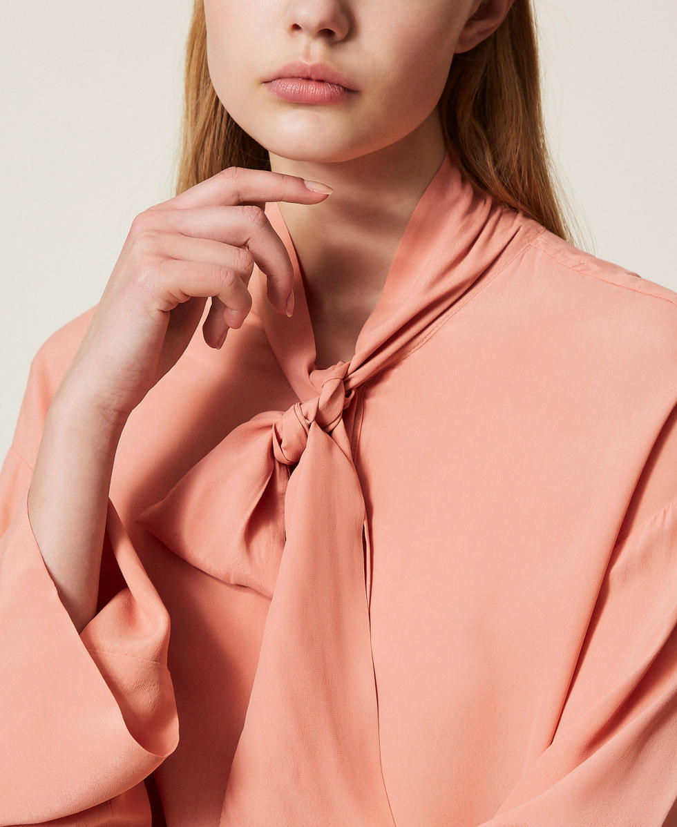 Chemise en crêpe de Chine Rose Poudre Femme 252TF2083_00916_04