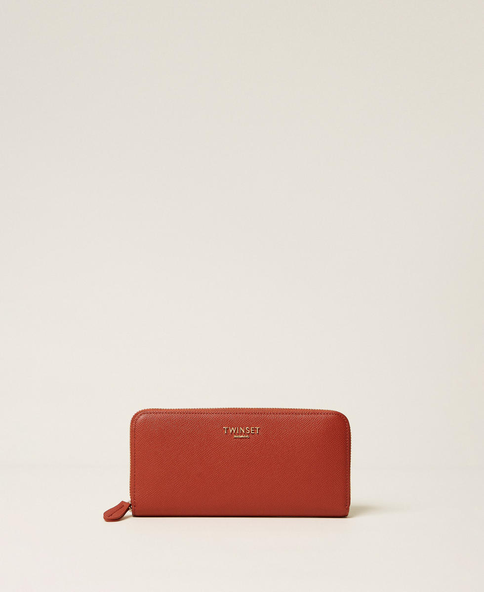 Zip-around wallet with logo Terracotta Woman 261TH7011_00053_01
