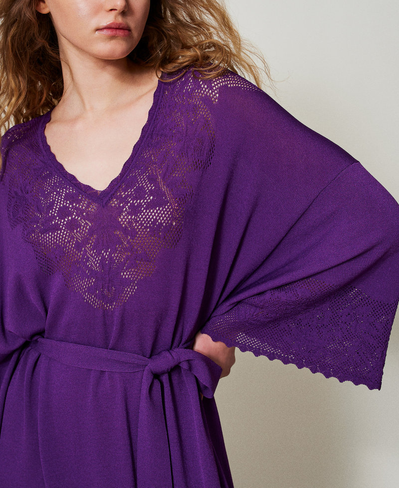 Long openwork knit dress "Black Dahlia" Purple Woman 251TS3210_00892_04