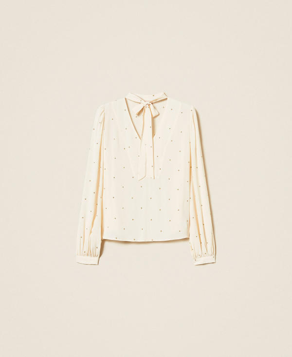 Blouse with lurex embroidery