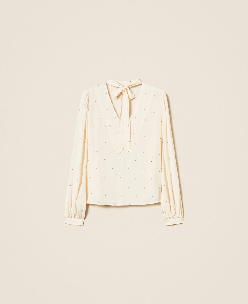 Blouse with lurex embroidery "Parchment" Beige Woman 252TP2032_07222_S0