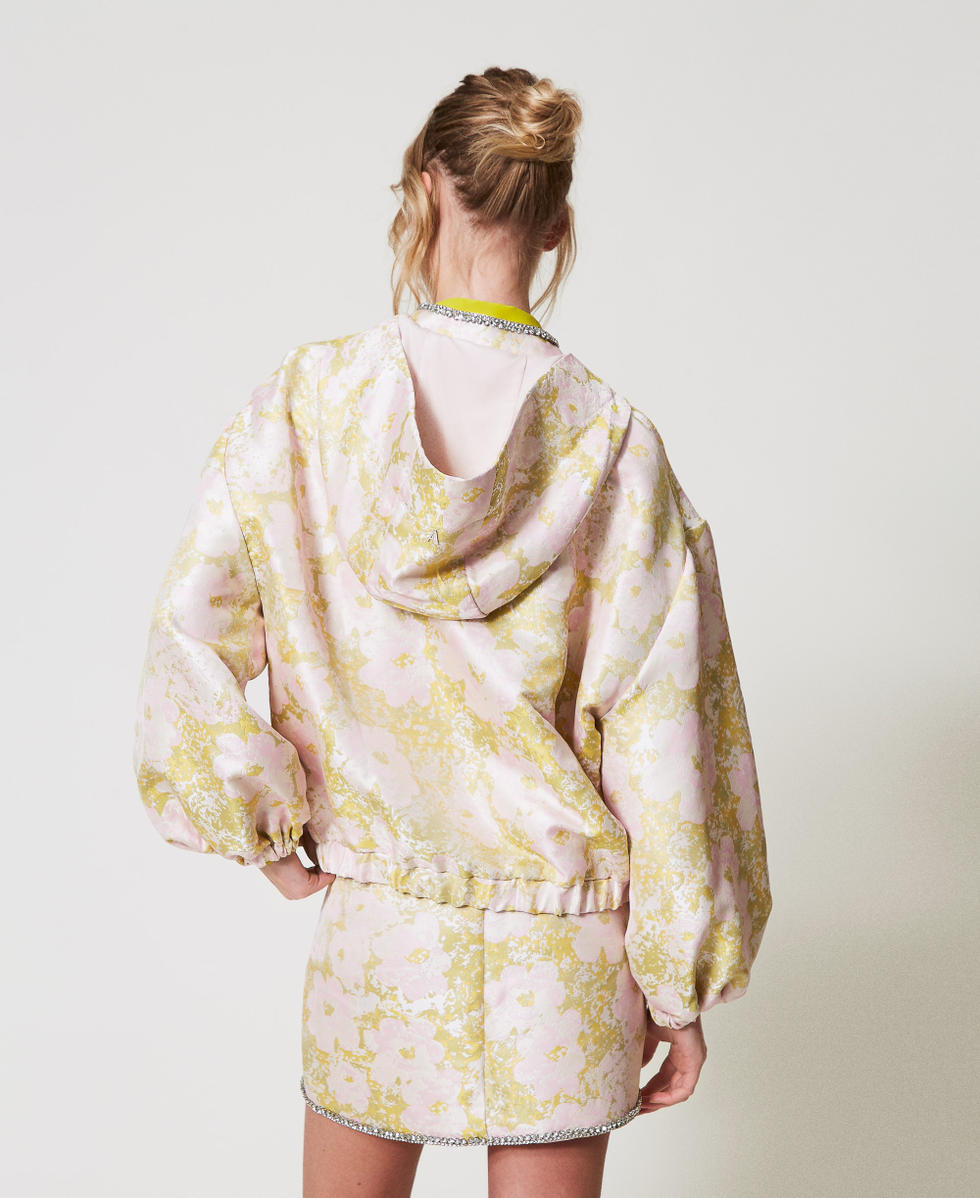 Jacquard bomber with hand embroidery
