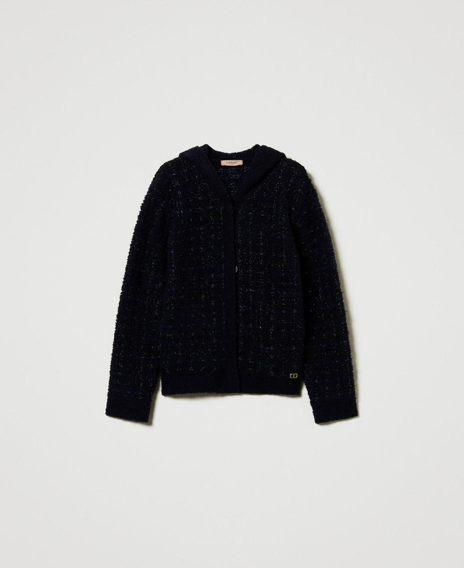 Jacquard knit chequered jacket Classic Blue / Black Lurex Checked Jacquard Woman 242TT3580_12074_S0