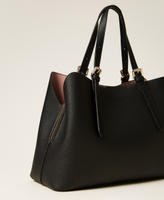 Tote bag with buckles Two-tone Black/Parisienne Pink Woman 261TB7180_10632_03