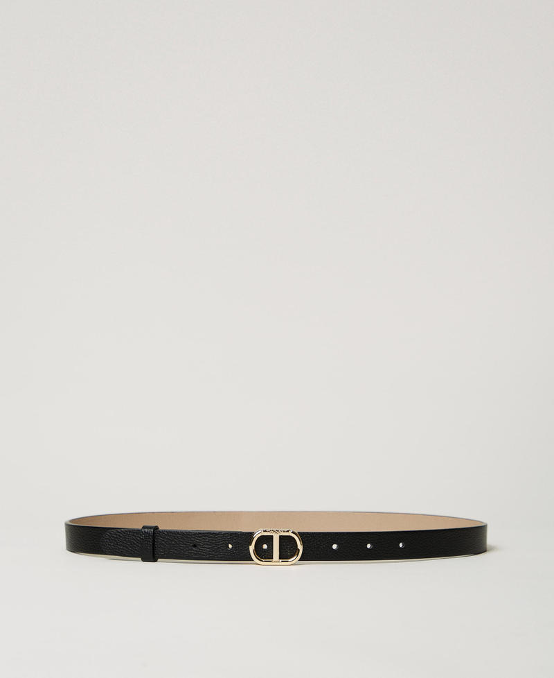 Reversible belt with Oval T buckle Two-tone Black/Delicate Beige Woman 251TA4100_12213_01