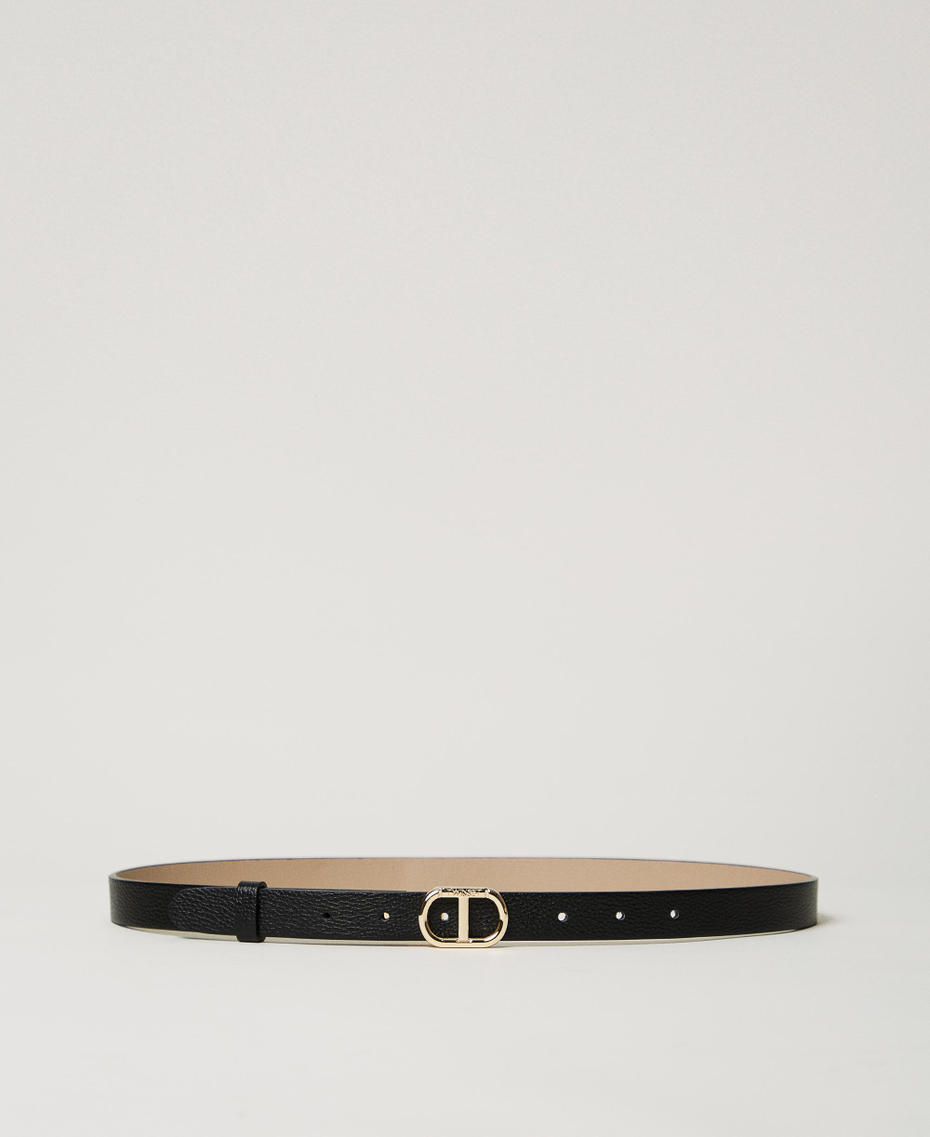 Reversible belt with Oval T buckle Two-tone Black/Delicate Beige Woman 251TA4100_12213_01