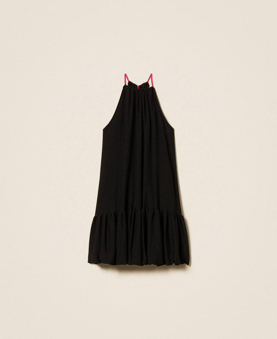 Robe courte MYFO en maille avec volant Noir Femme 261AQ3012_00006_S0