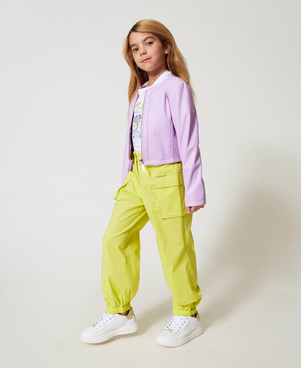 Poplin cargo trousers Yellow Plum Girl 251GJ2424_12124_02