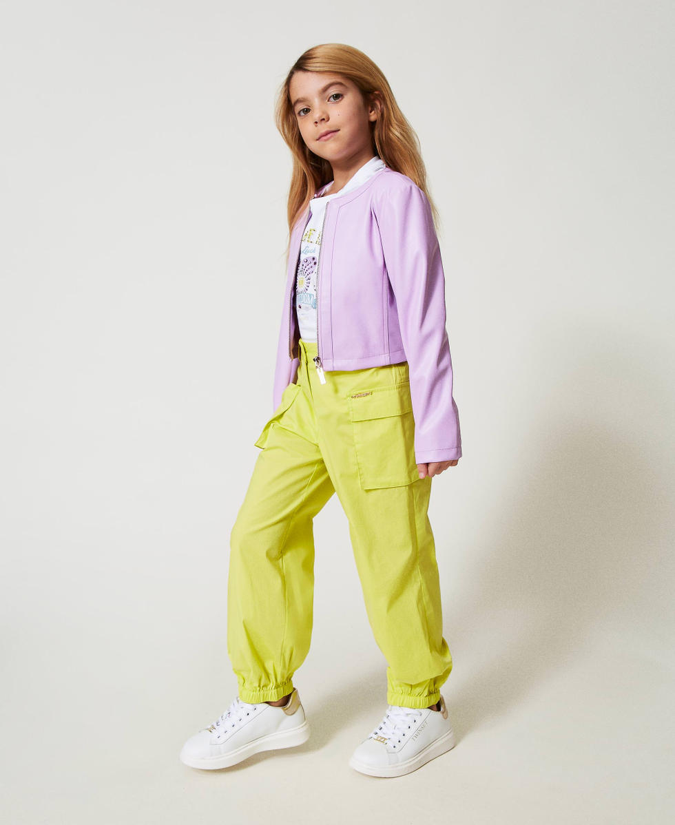 Poplin cargo trousers Yellow Plum Girl 251GJ2424_12124_02