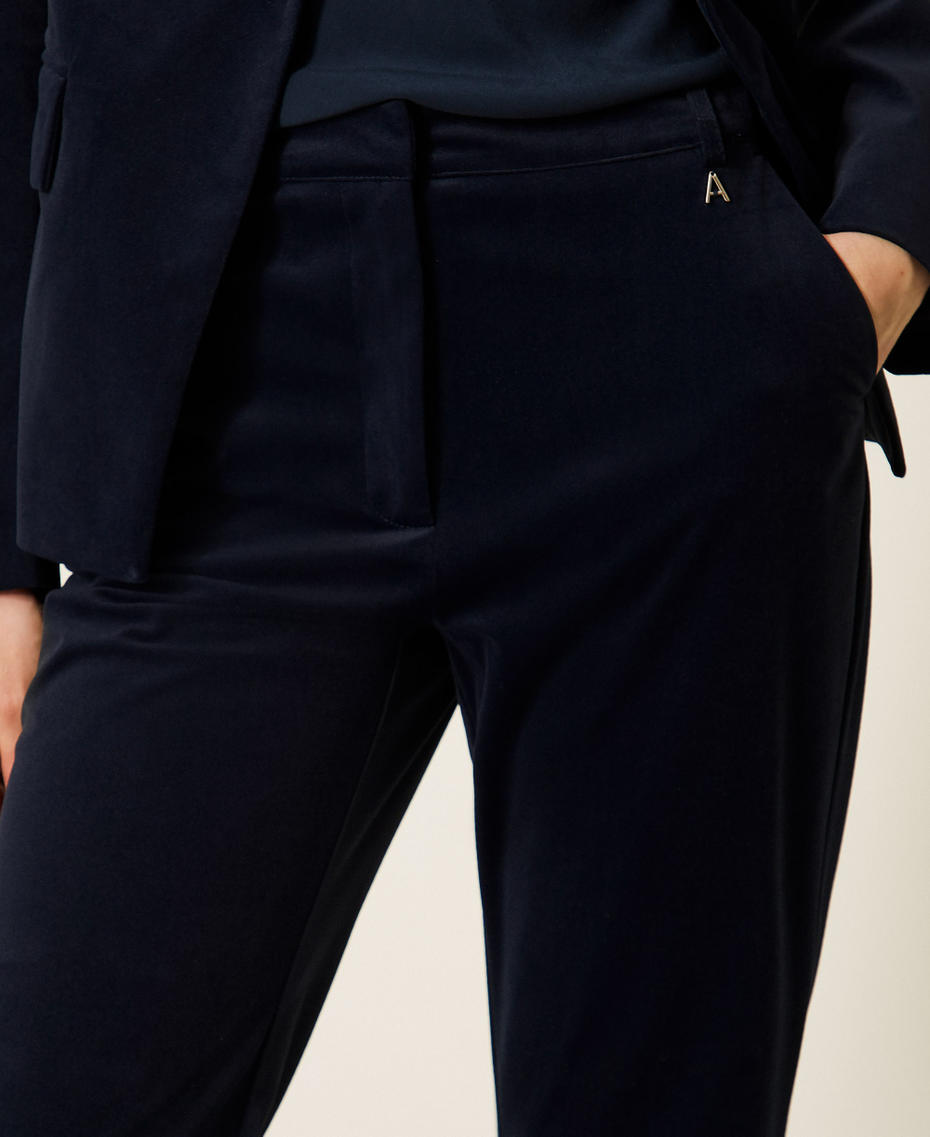 Flared velvet trousers Blue Paint Woman 262AP2271_13182_04