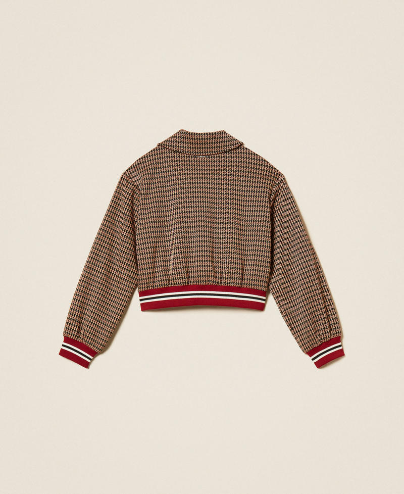 Giacca in pied-de-poule Pied De Poule Marrone "Iced Coffee" / Red Ruby Bambina 262GJ2090_13819_S1